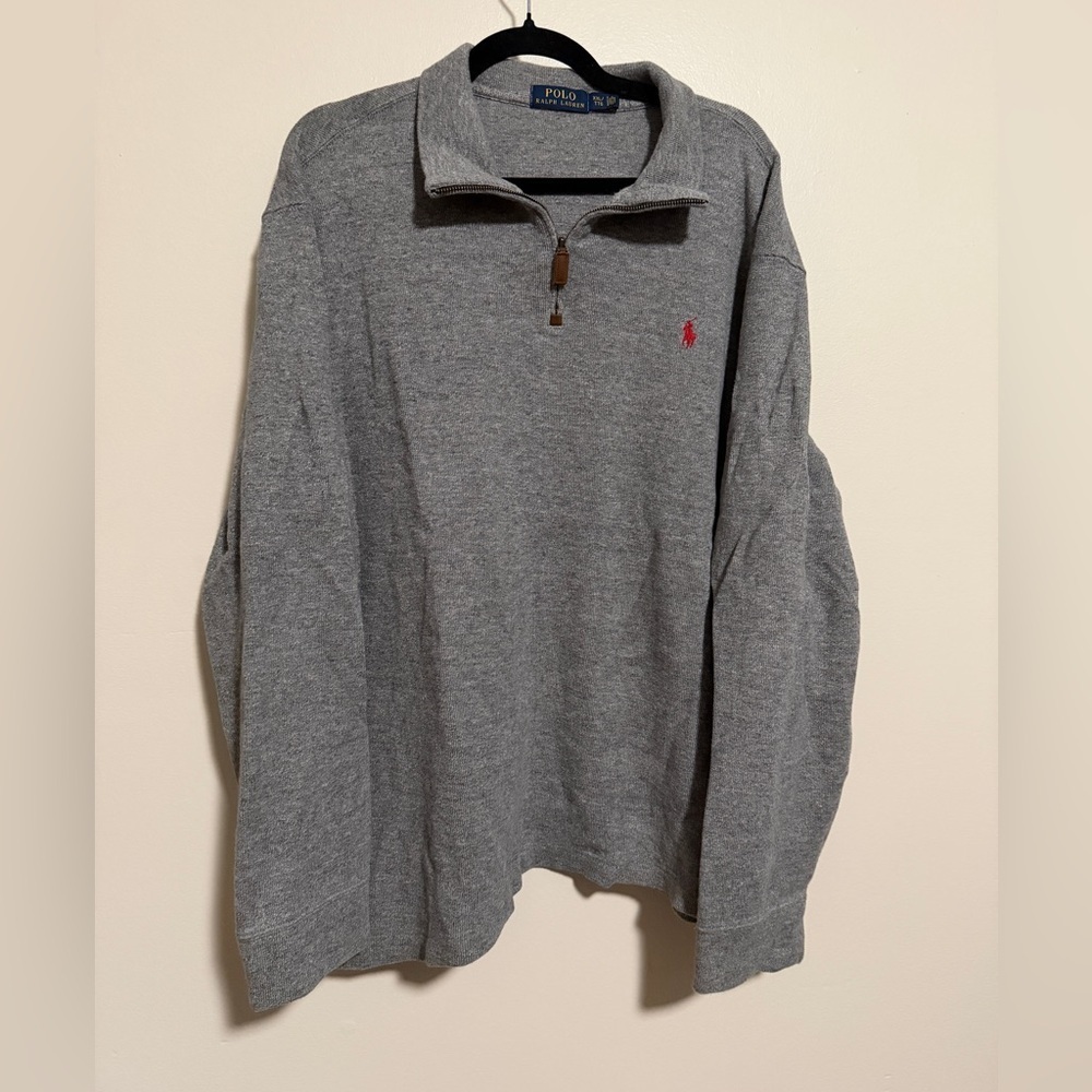 Polo Ralph Lauren men's half-zip pullover sweater heather gray cotton size XXL